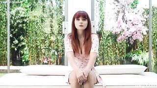 A red-haired girl with a stunning figure auditions to become a model