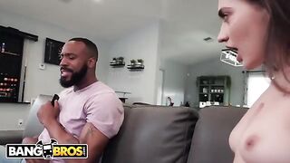 Petite teen Sera Ryder gets overwhelmed by her stepdad’s huge black cock