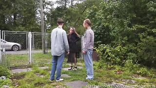 A man fucked a girl hard in the village, and she loved it