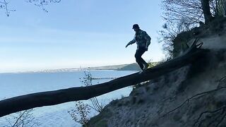 A walk around Gdynia Orłowo with a Chihuahua, exploring abandoned buildings and public intimacy