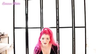 Dancer girl shows her body to the camera through a pink robe