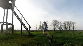 A Chihuahua was fucked on the hunting podium by a passionate couple