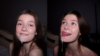 Amateur cute girl in hard rough sex and gagging on cum - MIRARI