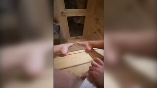 This guy masturbates while in sauna... I saw him and sucked his dick until he came
