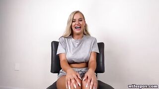 A girl with big natural boobs has sex right after waking up