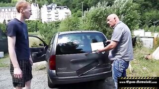 Outdoor sex with a guy who can't hold his load - too bad!