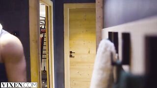 Petite skier Sonya has passionate sex in the Alps with her partner