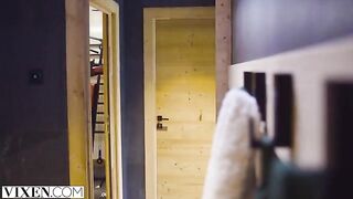 Petite skier Sonya has passionate sex in the Alps with her partner