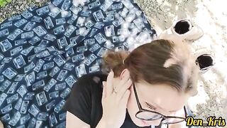 A lot of guys cum on the cute schoolgirl's face and hair in a hot compilation