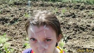 A lot of guys cum on the cute schoolgirl's face and hair in a hot compilation