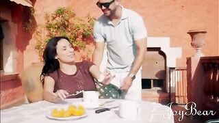 Busty brunette Anissa Kate enjoys a passionate holiday fling