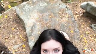 Girl was fucked in public by a guy with a big cock in the forest