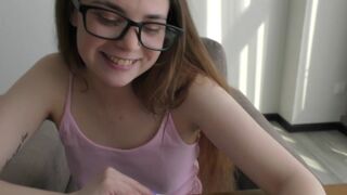 The naughty bookworm learns human anatomy on a real cock