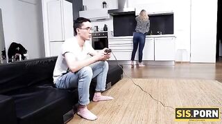 The cute girl with small breasts is fucking with her stepbrother on SIS.PORN