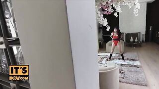 Hot stepdaughter Brenna Sparks tries her stepdad’s cock in POV style