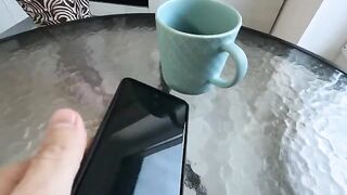 The stepson gets his morning dick suck by the hot stepmom in the kitchen