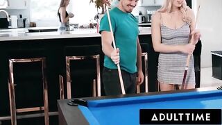 Two roommates share a stick in an intense threesome adventure