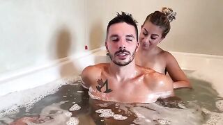 Skinny blonde teen gets fucked hard in the pool by a huge cock