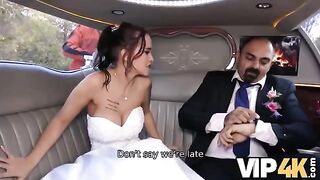 The bride allowed her husband to watch her getting anal in the limousine
