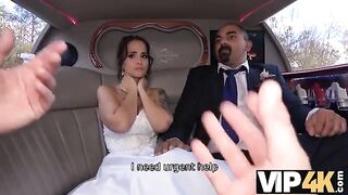 The bride allowed her husband to watch her getting anal in the limousine
