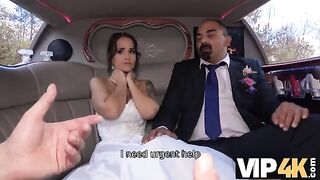 The bride allowed her husband to watch her getting anal in the limousine