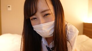 A Japanese girl wearing a sailor suit gave the guy a handjob