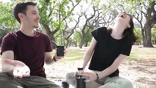 A day at the park turns into a risky public blowjob session