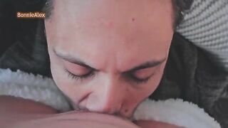 The guy in pajamas caresses his sleeping sexy wife Bonnie