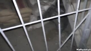 The stalker is pushing his cock in the girl’s wet pussy