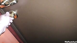 The stalker is pushing his cock in the girl’s wet pussy