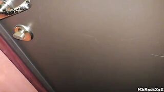 The stalker is pushing his cock in the girl’s wet pussy