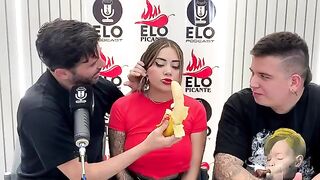 An interview with Elo Podcast ends in a mess and a lot of cum with Sara Blonde