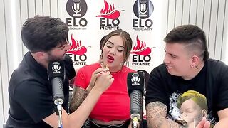An interview with Elo Podcast ends in a mess and a lot of cum with Sara Blonde