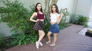 Step daughters Aliya Brynn and Jackie Rogen get a taste of intimacy in a taboo threesome