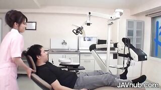 The patient got a blowjob from the cute dentist Mao Chinen before getting fucked