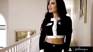 Bella Rolland cheats on her girlfriend with a busty mistress in a steamy scene
