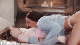 Two hot girlfriends enjoy sensual lesbian sex on Slayed