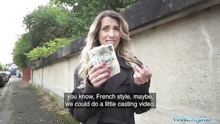 Hot French teacher offers her body for money in a steamy Public Agent scene