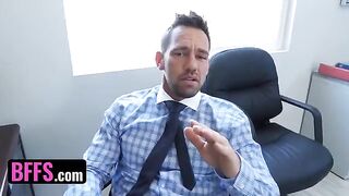 The boss's step-son fucked four sluts in an office orgy