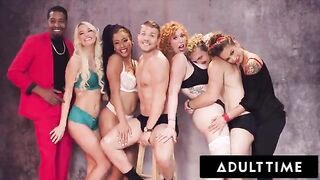 A group of cute girls get a present from a generous guy in an unforgettable Christmas orgy