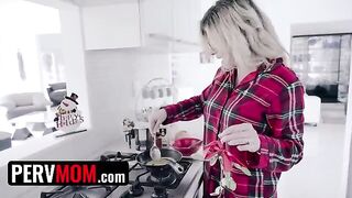 Cory Chase, the busty stepmom, presents her son with an early Christmas gift