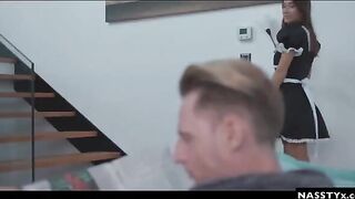 A Spanish maid got fucked while the wife was out, in a steamy scene