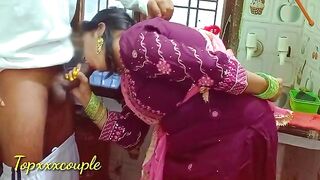 The hot maid got fucked right in the kitchen by a horny man
