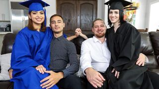 Dads bang their step-daughters hard for graduation