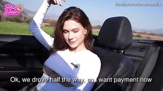 Naughty girl has sex in the car and pays with her pussy