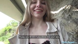 A long-haired Ukrainian girl was talked into having sex with a stranger outdoors