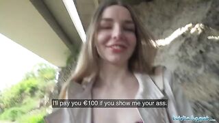 A long-haired Ukrainian girl was talked into having sex with a stranger outdoors