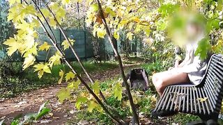 A guy made a dick flash in the park and a MILF gave him a titty fuck