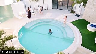 Blonde coed Kelly has a passionate interracial encounter with Aaron in HD
