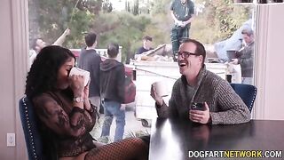 Paris The Muse gets her pussy and mouth full of BBC in a bukkake